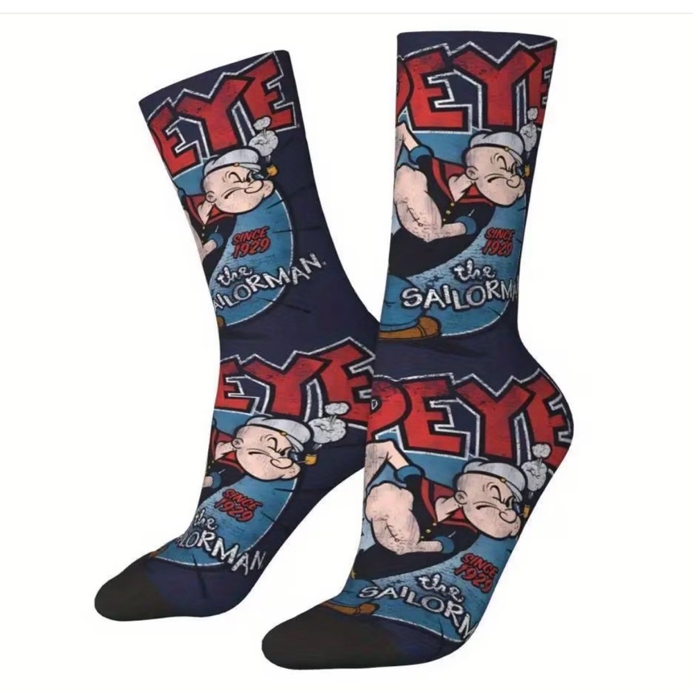 NEW Popeye the Sailor Man Graphic Socks - Blue